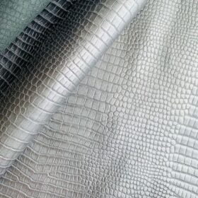 Mystery exclusives crocodile embossed metallic silver leather